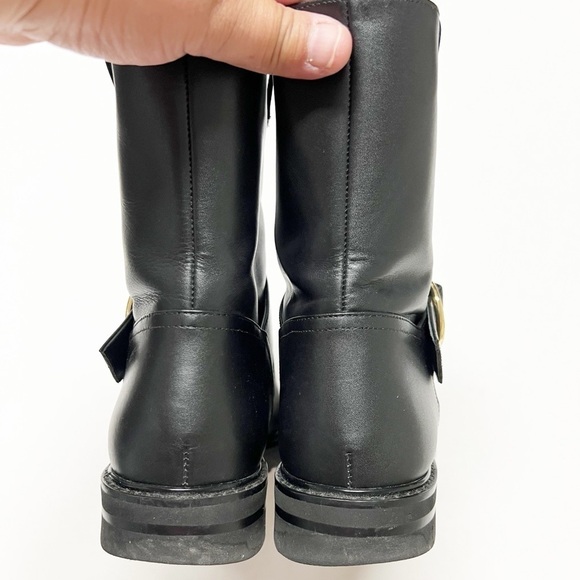 Stuart Weitzman Womens Black Leather Mid Calf Pull On Arlo Moto Boot Size 6.5 - Picture 5 of 10